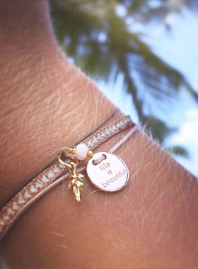 西班牙撞色花纹编织叠戴手绳