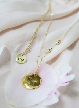 巴黎陶瓷镀金圆片叠戴毛衣链