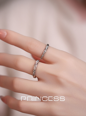 原创设计褶皱纹理纯银情侣对戒