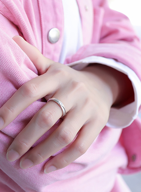 原创情侣足银字母戒指定制闭口