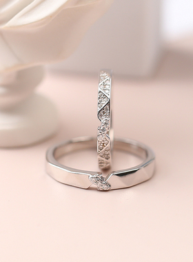 情侣纯银戒指闭口原创定制