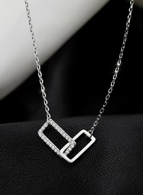 999纯银项链女2022新款双环简约