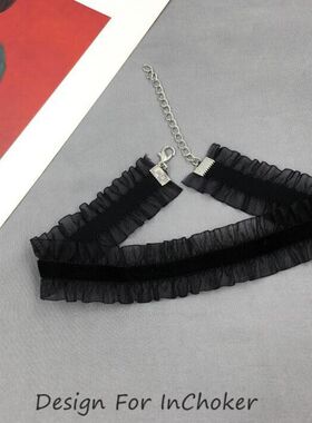 天鹅绒荷叶边锁骨链项链女潮网红项圈女颈带蕾丝甜美项圈脖子饰品