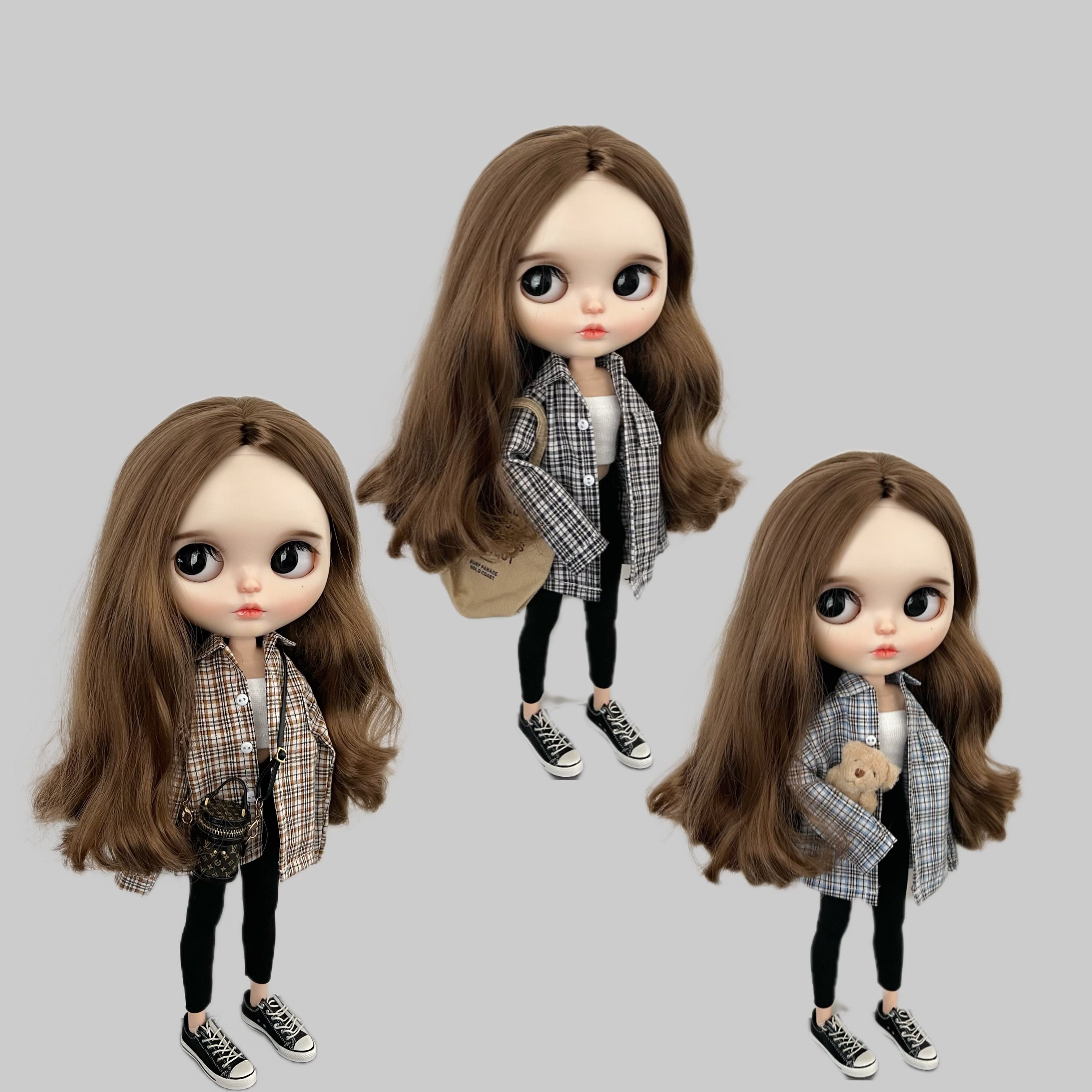 blythe小布娃娃ob24 azone19关节素体pp fr bjd小六娃衣 格子衬衣,淘宝优惠券,粉丝福利购,淘宝优惠卷