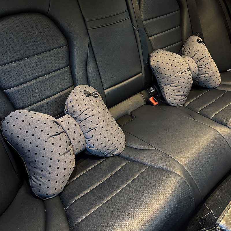 汽车头枕护颈枕车载座椅靠枕车用灰色蝴蝶结女生车内枕头腰靠枕,淘宝优惠券,粉丝福利购,淘宝优惠卷