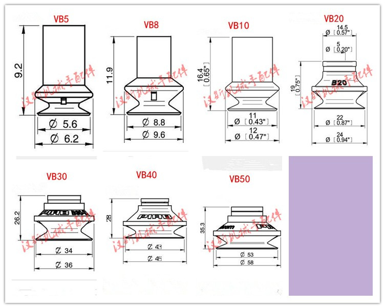 piab派亚博VB5 B10 B20 B30-2 B50真空吸盘两层红黑色硅橡胶吸嘴-图0