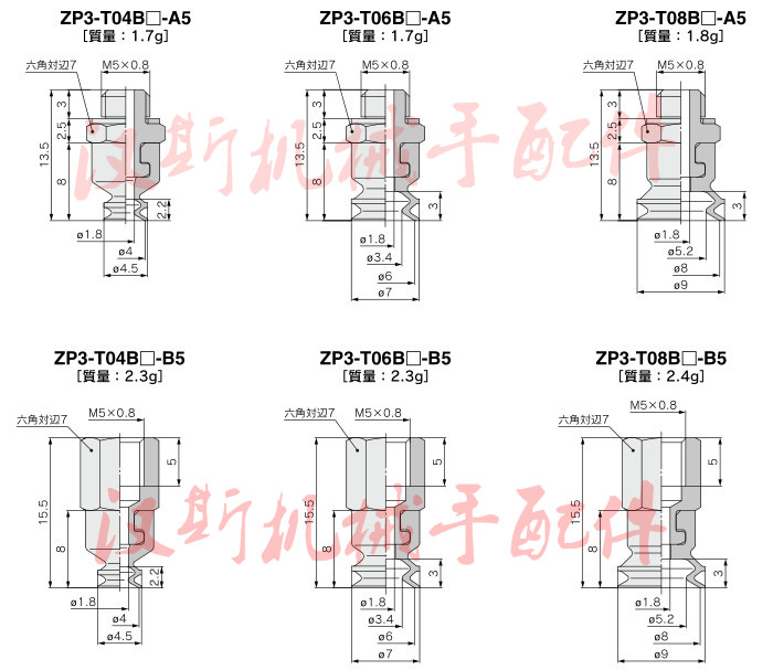 SMC双层真空吸盘吸嘴头ZP3-04BS 06 08 10 13BN ZP3-T16BGS-A5/B5 - 图0