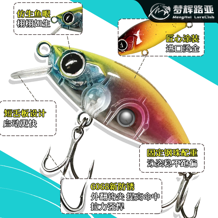 梦辉精灵微物米诺慢收启动6088三本钩翘嘴鳜鱼鲈鱼米诺路亚饵,淘宝优惠券,粉丝福利购,淘宝优惠卷