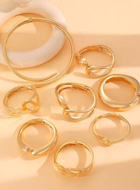 golden wide spring cuff necklace open bracelet 欧美手镯项链