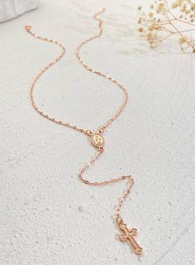 European American popular cross long chain necklace women