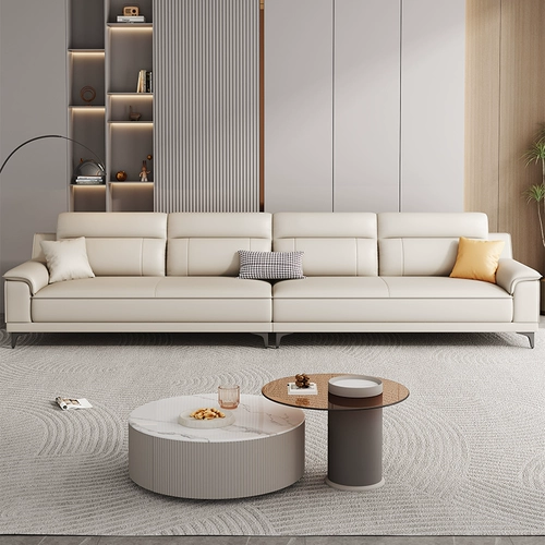 Новый продукт итальянский минималистский кремовый кошка схватывает кожаный диван гостиная маленькая квартира