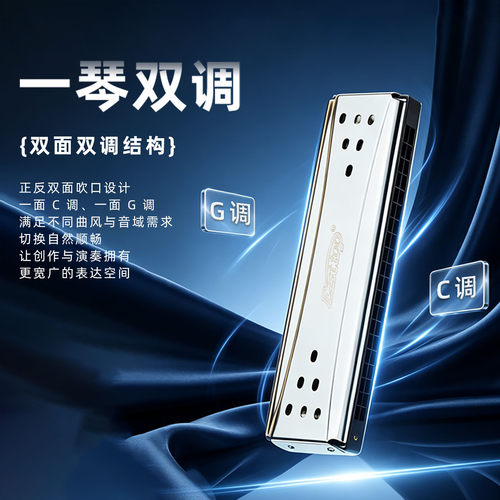 EASTTOP东方鼎双面双调口琴24孔复音C G 调 - 图0