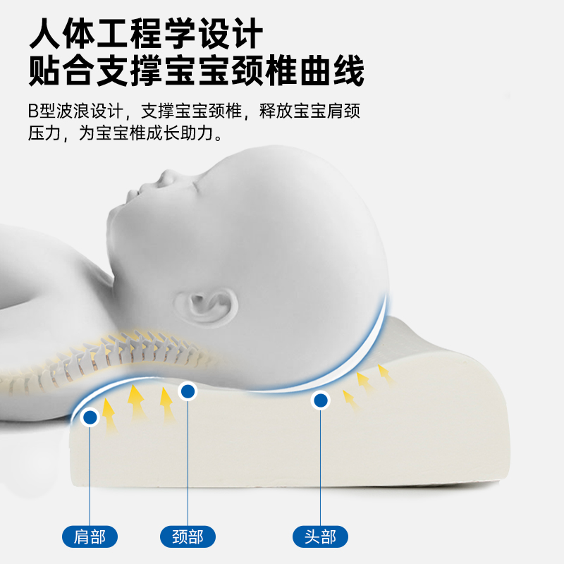 泰国儿童乳胶枕头婴儿宝宝1-3-6岁以上幼儿园小学生枕芯四季通用-图0