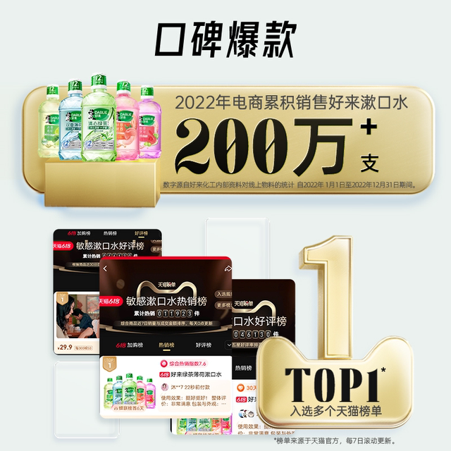 Haolai Original Black Green Tea Fresh Mouthwash Removes Bad Breath