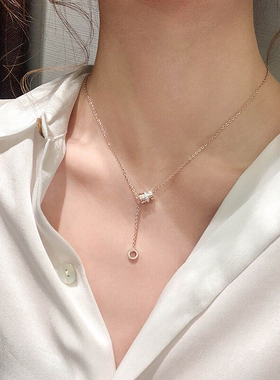 钛钢不掉色项链女锁骨ins冷淡