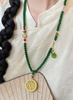复古民族风五福圆满金色项链