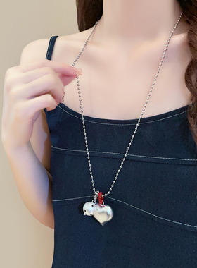 韩系爱心吊坠项链女小众设计感