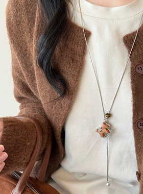 木质小马毛衣链女本命年秋冬新款