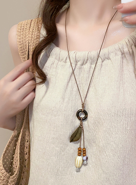 古风波西米亚度假风蝴蝶项链女