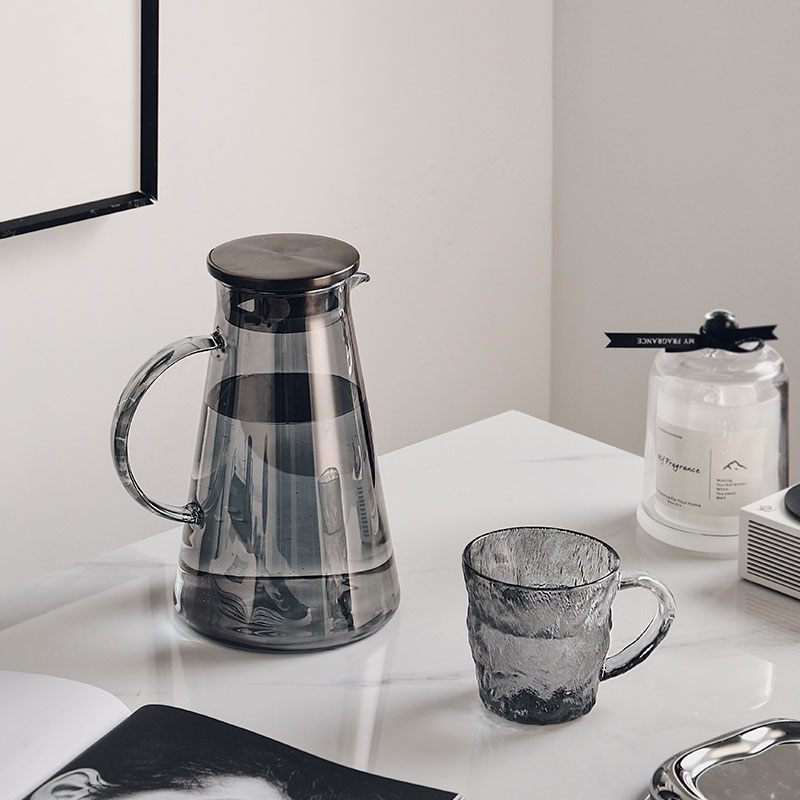 冰川纹玻璃茶杯套装家用带把泡茶水杯专用绿茶杯客厅喝水杯子耐热 - 图1