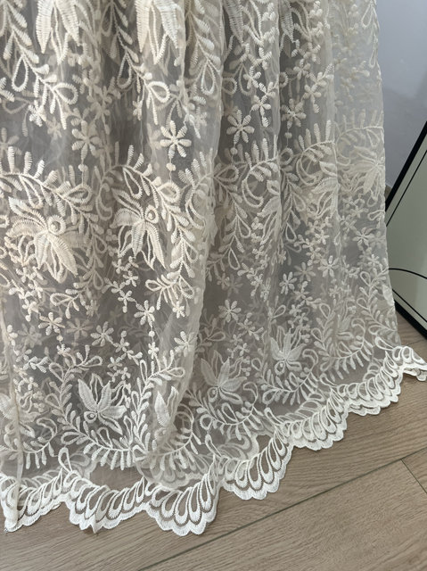 Retro see-through hollow lace skirt for women summer new layered niche mid-length elastic waist mesh skirt