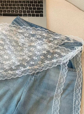 蕾丝三角巾女屁帘新款防晒薄款透气百搭时尚丝巾头巾发带系腰腰带