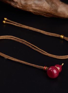 紫砂红葫芦项链秋冬配饰女毛衣链轻奢感小众设计饰品首饰