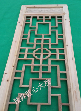 玄关隔断仿古风门窗定做东阳木雕