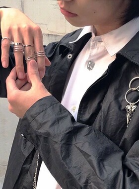 欧美时尚街头个性戒指套装嘻哈风简约合金指环复古简约冷淡风