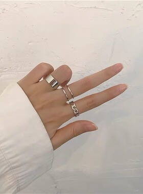 戒指女个性嘻哈日韩开口可调节食指关节戒冷淡风小众ins指环