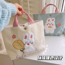 Handbag Woman 2022 New Large Capacity Advanced Sensation Small Crowd Lunch Bag Cute Students Embroidered Light Core Suede Bag