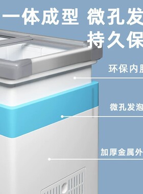 冰柜商用展示柜冷藏保鲜冰箱冷冻柜卧式超市雪糕速冻透明玻璃岛柜