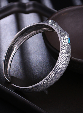 纯银手工银饰手镯男女开口个性