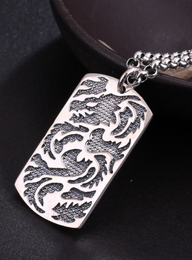 天使之愿925银项链复古图腾龙男