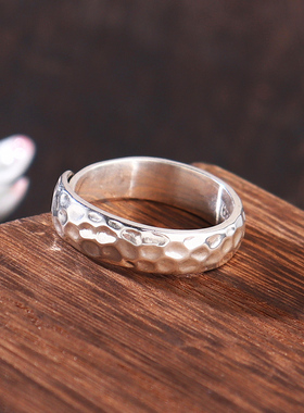 男女足银纯银古风情侣对戒