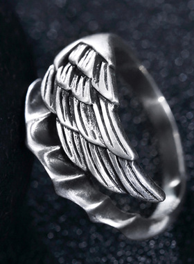 泰银天使翅膀尾戒