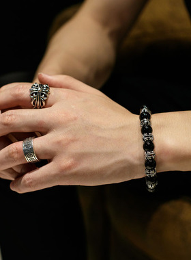 s925银泰银复古戒指十字架霸气