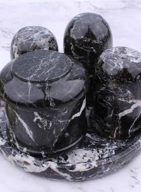 天然玉石调料罐套装仿古中式家居玉石调味罐摆件古装剧道具摆件玉