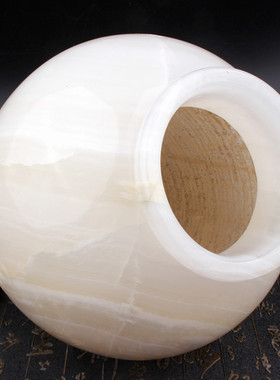 天然玉石白玉坛子花瓶仿古中式玉罐子玄关大肚花瓶摆件玉器中国坛