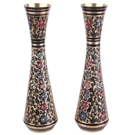 Pakistani copper handmade black lacquer thin neck copper vase home entrance feng shui copper vase