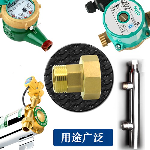 59全铜水泵接口变径转换接头6分1寸内外丝直通铜活接水表接头4分 - 图0