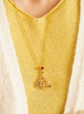 圣诞树项链满钻麋鹿铃铛系列耳环女轻奢精致时尚限量礼遇闪耀抗敏