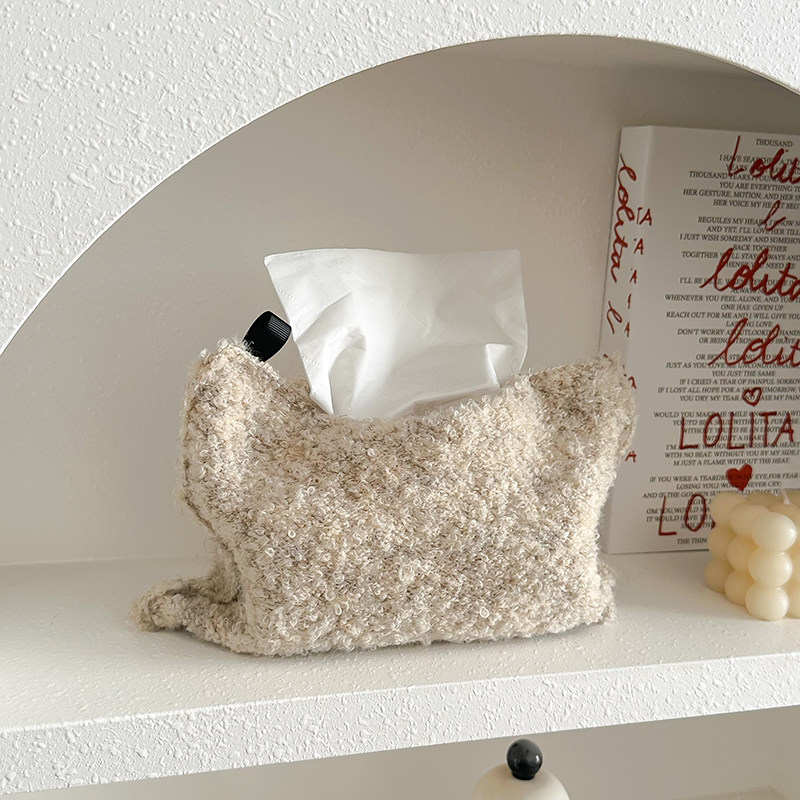 中古风羊毛圈圈针织布艺纸巾盒居家装饰奶白色车载悬挂纸巾收纳袋,淘宝优惠券,粉丝福利购,淘宝优惠卷