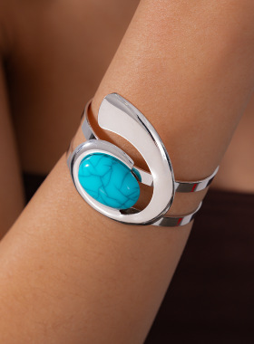 欧美跨境复古夸张椭圆形树脂项链轻奢感锁骨链时尚个性项饰女