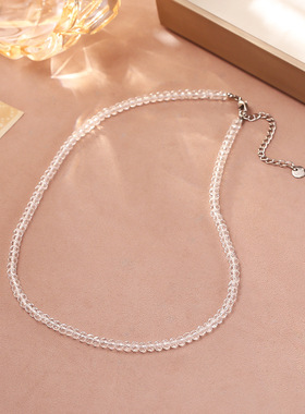 2026春季新款白色水晶串珠项链女感冷淡风时尚气质百搭锁骨链