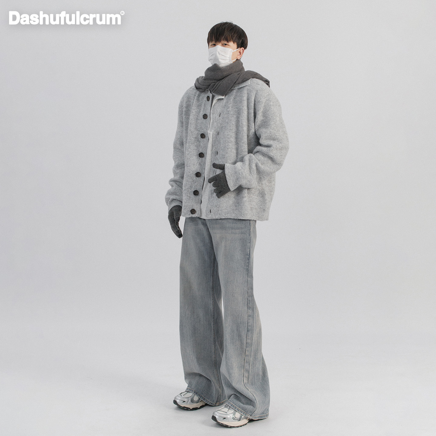 Dashufulcrum日系复古含羊毛棋盘格开衫毛衣男女秋慵懒软糯针织衫 - 图2