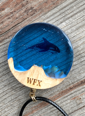 树脂夜光大鱼海棠刻字吊坠项链