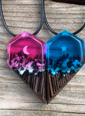 手工树脂信物夜光项链情人节吊坠