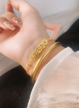 爆闪！碎冰冰龙鳞五帝钱币中式项链手链配饰锁骨链百搭颈链沙金色