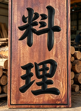 和风原木雕刻牌匾 居酒屋 / 刺青店门头招牌 定制刻字木匾